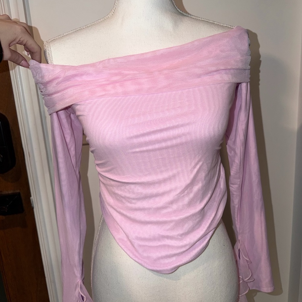 Babyboo Elegant Pink Off-Shoulder Women's Top